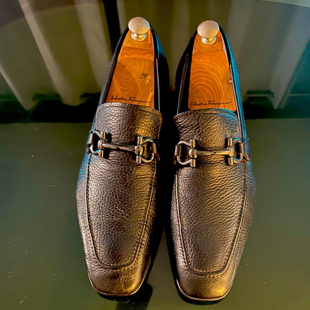 Salvetore Ferragamo Black Leather Loafers 9.5